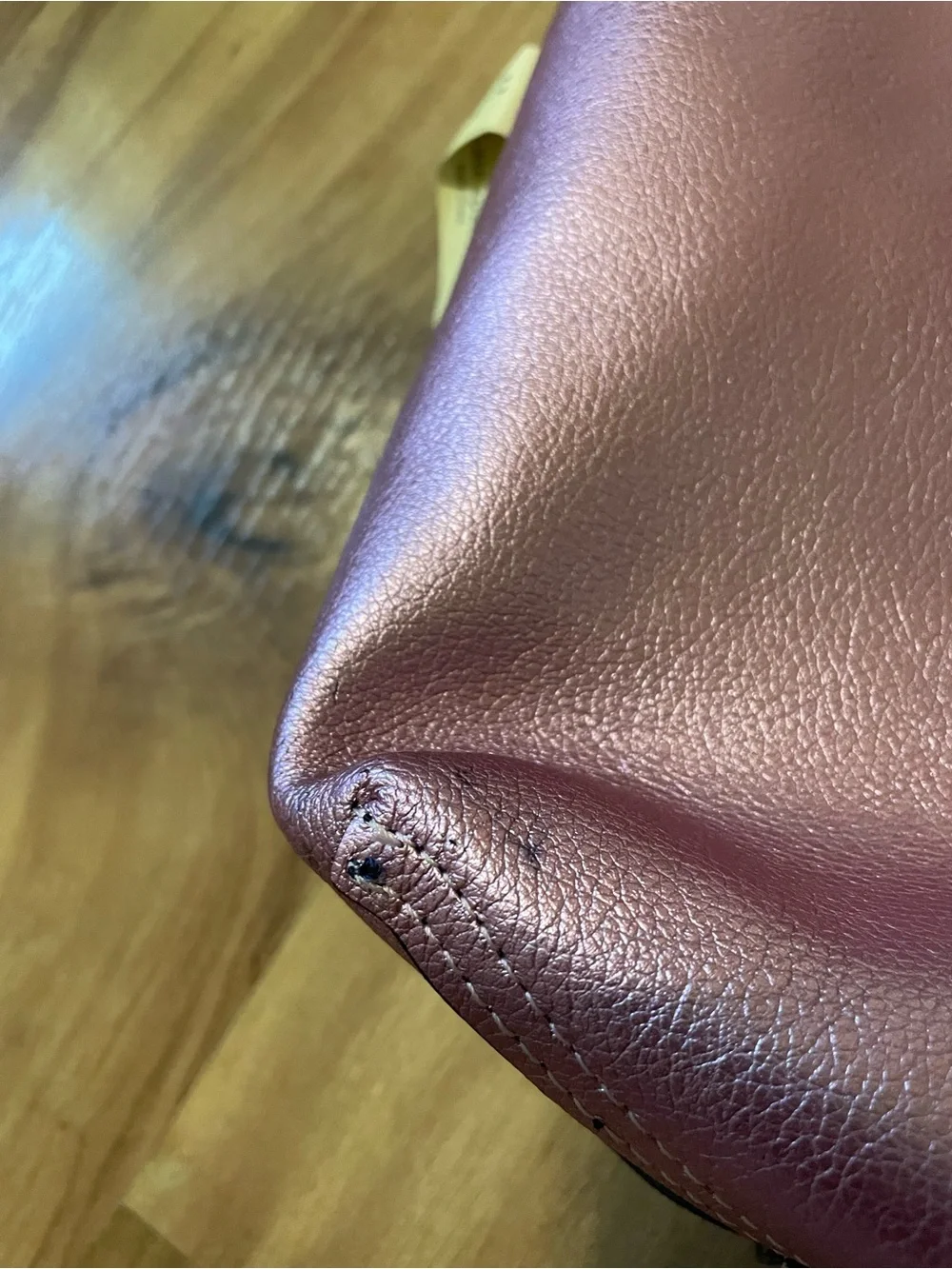 Kate Spade New York Reversible Metallic Pink / Navy Leather Tote Bag Large